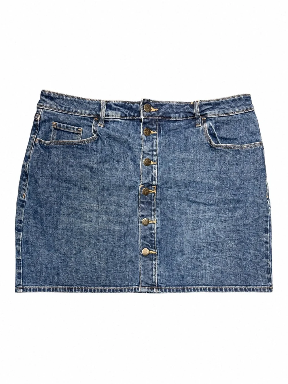 Old Navy Size 16 High Rise Button Front Denim Mini Skirt Medium Wash